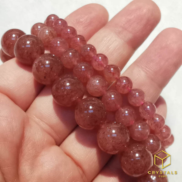 Natural Strawberry Quartz & Labradorite Crystal Bracelet