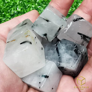 Black Rutile (Tourmalinated Quart) Cube Tumble