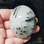 Load image into Gallery viewer, Black Rutile (Tourmalinated Quart) Palm Stone
