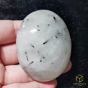 Black Rutile (Tourmalinated Quart) Palm Stone