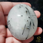 Load image into Gallery viewer, Black Rutile (Tourmalinated Quart) Palm Stone
