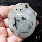 Load image into Gallery viewer, Black Rutile (Tourmalinated Quart) Palm Stone
