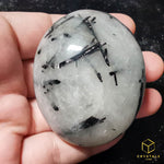 Load image into Gallery viewer, Black Rutile (Tourmalinated Quart) Palm Stone
