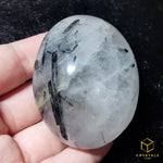 Load image into Gallery viewer, Black Rutile (Tourmalinated Quart) Palm Stone
