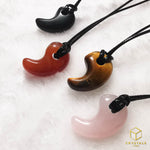 Load image into Gallery viewer, Magatama Necklace - Rose Quartz, Tiger&#39;s Eye, Carnelian, Grey Agate &amp; Obsidian
