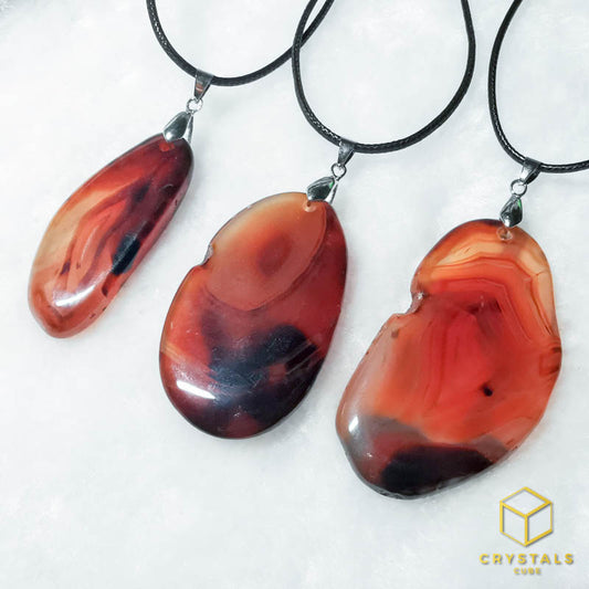 Agate (Red/Orange) & Carnelian Pendant