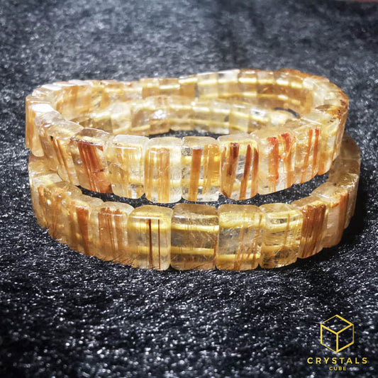 Golden Rutilated Quartz*** Flat Bracelet