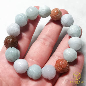 Jade (Burmese) Lotus Bead Bracelet